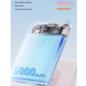 Batterie externe magnétique <span class=keywords><strong>3</strong></span> en 1 5000 mAh ultra-fine à charge rapide avec support magnétique et câble intégré - Product Image 1