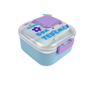 Boîte à <span class=keywords><strong>bento</strong></span> en plastique pour enfants avec compartiments, poignée de transport, couvercle transparent ; compatible micro-ondes ; motifs personnalisables pour le déjeuner - Product Image 5