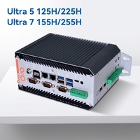 Boîtier de calcul IA IoT Edge 2LAN 5COM RS485 RS232 Ultra Ultra7 125H 155H 225H 255H X86 Mini-ordinateur industriel sans ventilateur sur rail DIN