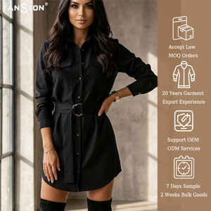 Abito Estivo 2026 da Donna in Lino e Cotone, Stile Retrò, Tinta Unita, Scollo a V, Vestibilità Ampia, con Tasche - Ideale per <span class=keywords><strong>il</strong></span> Commercio all'Ingrosso in USA, UE e Cina - Product Image 1