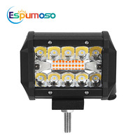 Barre lumineuse de travail LED étanche IP68 blanc ambre 4/7 pouces 60W/120W pour voiture/camion/4x4/ATV, ajustement universel 24V