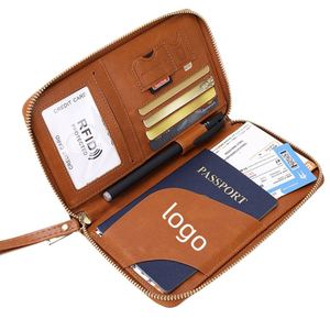 Estuche de Viaje para Pasaporte con Cierre Largo y Protección RFID 2024, Almacenamiento Multifuncional de Documentos, Tecnología RFID, Bolsa Promocional Premium - Product Image 1