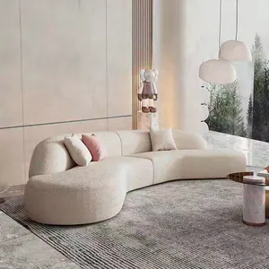 Moderne Speciale Kasjmier Eenvoudige Witte Stof Halve Maan Sectie Sofa Hotel Lobby Ontvangstbank