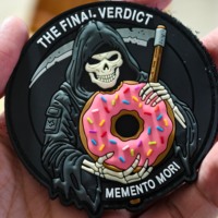 Écussons PVC personnalisés Crâne Donut, Étiquette PVC en caoutchouc 3D en relief, Patch Velcro en caoutchouc avec logo personnalisé, Étiquette souple en PVC pour chapeaux, vêtements, sacs