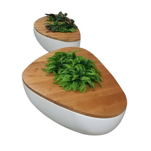Plastic <b>Tree</b> <b>Planter</b> Bench With Wood Top <b>For</b> Mall Indoor Outdoor Seating - Product Image 5