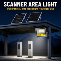 Reflector LED Solar de Aluminio IP66 de 300W con Dos Paneles Separados, Nueva Batería de 3.2V 45AH, Alta Luminosidad para Exteriores, Patio, Estacionamiento