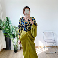 Robe plissée Miyake 2026, dernière collection, pour femme, à manches chauve-souris longues, imprimée, grande taille, décontractée, motifs léopard naturels