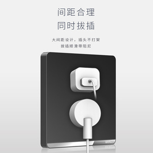 86 Type Wall Switch Socket Panel 10A AC220V Single Switch Five Hole Black Durable With Protection Door - Product Image 4