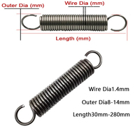 Diamètre du fil supérieur Ressort d'expansion de tension d'extension de 1.4mm Diamètre extérieur personnalisé Ressorts de longueur de 8 à 14mm Fabricant de ressort à crochet en acier
