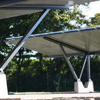 Structure de montage de carport solaire à pente unique personnalisée OEM ODM, système de support de canopée de stationnement photovoltaïque en aluminium extrudé PWM 50kW pour