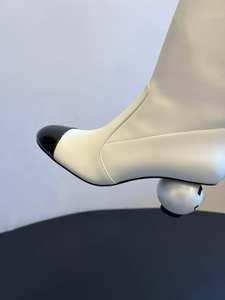 Botas de Mujer al por Mayor con Logotipo Personalizado, Diseño Colorblock, Perlas, Cuero Genuino, Invierno, Otoño, Cierre de Cremallera, Tacón Grueso, Aumento de Altura, Media Pantorrilla, Formales - Product Image 5