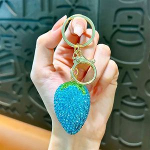2025 Newest Diamond-Studded Strawberry Keychain - Gold Plated Fashion Bag Charm, Cute Car <b>Key</b> <b>Accessory</b> for Women - Product Image 3