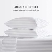 QSY Luxury Parure de draps 4 pièces 100% coton, poches extra profondes, satin rayé jetable, motif floral, Noël