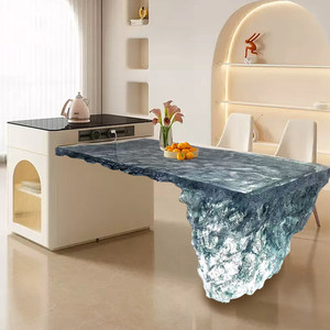 Tavolo da Pranzo in Resina Trasparente Luminosa, Bancone Bar di Lusso di Alta Gamma con Design Glaciale - Product Image 5