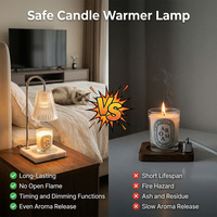 Lampe chauffe-cire sans flamme à 4 niveaux de luminosité, base carrée en marbre, pour décoration intérieure nordique