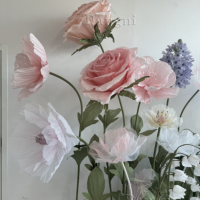 Bunga Buatan Poppy Rose Bunga Kertas Elegan Vintage Dapat Disesuaikan Dekorasi Pernikahan Perlengkapan Festival Belanja Pesta