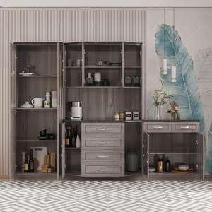 Customization Mdf Kitchen Cabinet <strong>Design</strong> Storage Cabinet with Glass High Mdf Kitchen Storage <strong>Closet</strong> with Hinges - Product Image 4