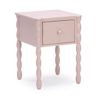 Table de chevet rose en bois pour enfants, design à tiges, avec tiroir de rangement, pour chambre de fille