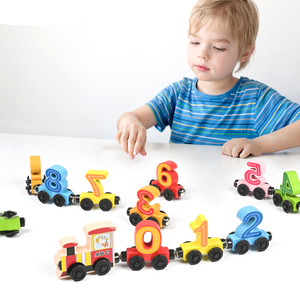 ของเล่นรถไฟดิจิตอลเชื่อมต่อ12ส่วนสำหรับเด็กอนุบาลเพื่อการศึกษาปฐมวัยทำจากไม้1-3ปี - Product Image 3