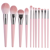 Ensemble de pinceaux de luxe professionnels artisanaux pour le visage, les yeux, le fond de teint, le correcteur, l'eye-liner, le mascara, 11 pièces, synthétiques et plats