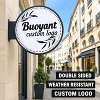 Boîte à lumière LED ronde personnalisée double face, panneau publicitaire mural extérieur pour enseigne de magasin