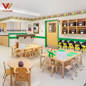 Montessori ชุดโต๊ะเก้าอี้ไม้สำหรับเด็กอนุบาลเฟอร์นิเจอร์รับเลี้ยงเด็กในห้องเรียนเด็กวัยหัดเดิน - Product Image 1
