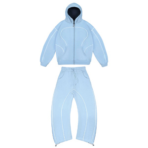 Set Sportivo alla Moda, Abbigliamento Sportivo Hip Hop con Cerniera e Cappuccio, Completo Sportivo con Felpa - Product Image 2