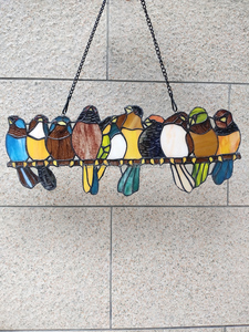 แผงกระจกสีทิฟฟานี่ลายนกสิบตัว ขนาด 50*19 ซม. สำหรับตกแต่งห้องนอนและห้องนั่งเล่น - Product Image 5