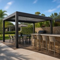 MEIXIN ORLANDO Villa moderne de luxe, extérieur motorisé, bioclimatique, aluminium, verre trempé, patio, gazebo extérieur à persiennes