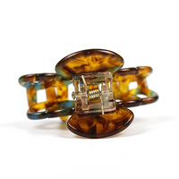 CANYUAN Pince à cheveux en acétate ajourée effet écaille de tortue ambre 5 cm, mini pince personnalisable avec logo pour femme, accessoires capillaires rétro miniatures