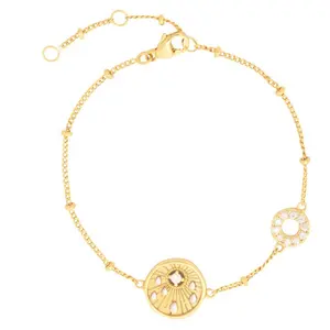 Gemnel vintage silver lining gold mantra bracelet with bead ball chain bracelet
