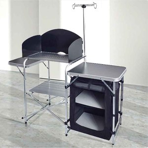 Table pliante en alliage d'aluminium pour le <span class=keywords><strong>camping</strong></span>, la <span class=keywords><strong>cuisine</strong></span> mobile, les hôpitaux, les gymnases avec un placard en tissu - Product Image 3