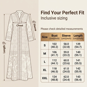 Premium Printed <b>Kaftan</b> Dress Women Four Way Stretch Hotfix Maxi <b>Long</b> Sleeve Modest Ethnic Boho Style for Resort Gathering - Product Image 4