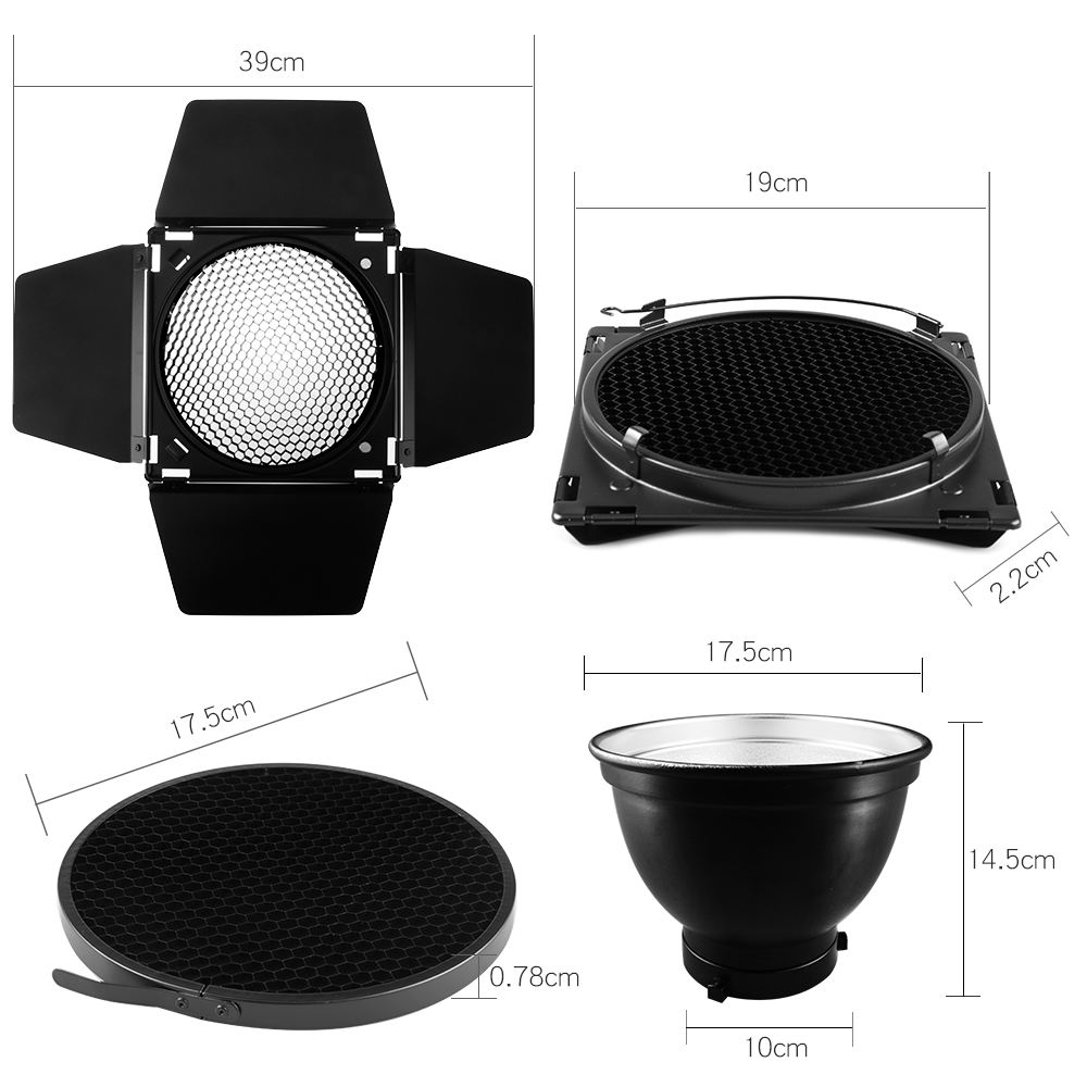 Godox BD-04 Barn Door With Honeycomb Grid & Color Gel Filters For 7 Standard Reflector | Buy Now