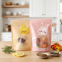 Sachet Doypack Personnalisé à Motif Animalier Mignon avec Fenêtre Transparente et Fermeture Zip Refermable pour Bonbons et Noix