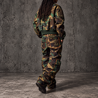 Ensemble de survêtement pour homme personnalisé, veste zippée camouflage, pantalon cargo multi-poches, coupe ample, style streetwear décontracté