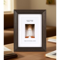 Marco de Fotos de Madera Oscura de Doble Uso para Decoración del Hogar, Exhibición en Mesa o Colgado en la Pared, Marco para Pinturas con Paspartú Blanco
