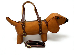 Hakiki İnek Derisi Dachshund Çantası - El Yapımı Köpek Şeklinde Tote ve Çapraz Askılı Çanta, Fermuarlı Kapatma, Moda El Sanatı ve Benzersiz Çanta - Product Image 2