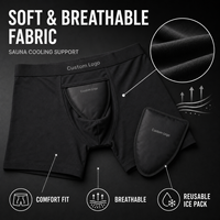 Sous-vêtements rafraîchissants pour hommes, fabrication directe usine OEM ODM, poche frontale avec 2 packs de gel réutilisables, respirants pour temps chaud, type boxer