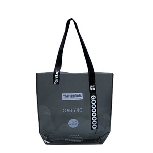 Wholesale custom logo transparent plastic PVC clear tote shopping beach bag for women