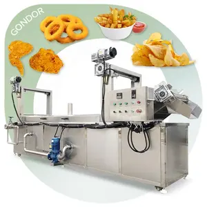 Continuous Conveyor Chip Deep Fryer Falafel Crispy Chicken Broasted Automatic Fry Machine French Turkey