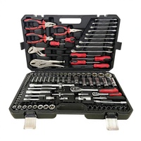 Ensemble d'outils à main professionnels avec clés à cliquet, douilles, pinces, tournevis et mallette de transport pour la réparation automobile et le bricolage