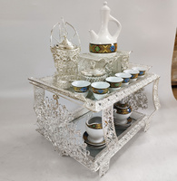 Nouvel arrivage 2026 : Ensemble de plateau à café décoratif en métal avec tasses et soucoupes en porcelaine