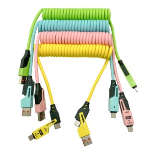 Câble de charge rétractable 4-en-1 PD 27W 65W, chargeur de téléphone 2-en-2 Type C à ressort, câbles de charge rapide - Product Image 6