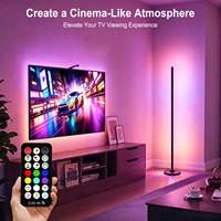 Lampe de sol LED RGB IC intelligente moderne avec télécommande via application, synchronisation musicale, changement de couleur DIY, lampe d'ambiance d'angle