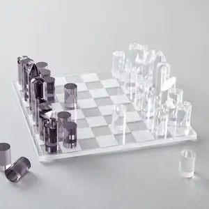 YAGELI custom printing lucite board game supplier clear acrylic chess & checkers game set