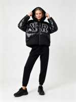 Veste matelassée chaude pour femme avec capuche amovible et motif rayé