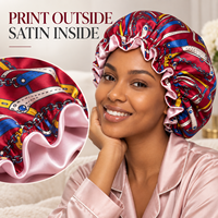 Bonnet de nuit en satin de soie extra large pour femme, double couche, réversible, avec bande élastique pour la protection des cheveux