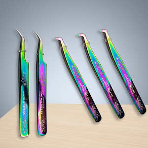 Pinces à cils en acier inoxydable de précision durables multicolores avec pointe dentelée et logo personnalisé - Product Image 1
