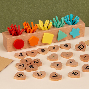 Scatola in Legno Montessori con Perni, Tavola di Attività per l'Ordinamento, Blocchi per l'Abbinamento di Colori e <span class=keywords><strong>Forme</strong></span>, Giocattolo Educativo Precoce per l'Apprendimento della Matematica per Bambini - Product Image 1